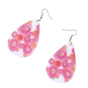 Colorful Dots Leather Teardrop Earrings